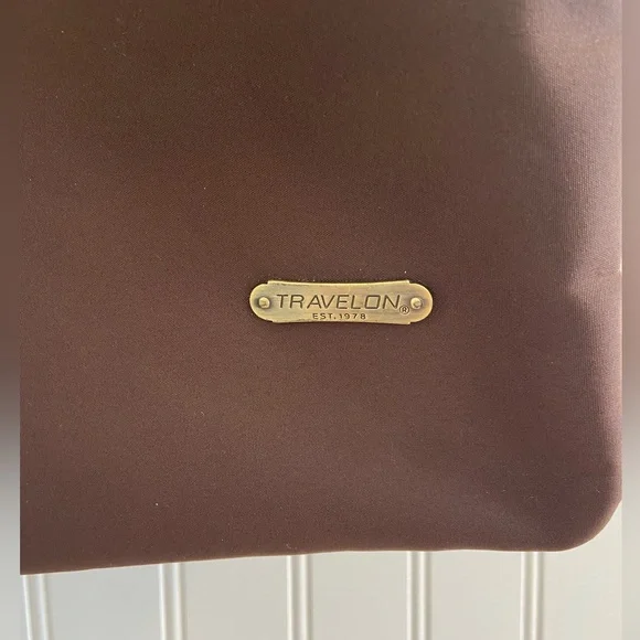 Travelon Cross Body Anti Theft Travel Bag Brown Pink Lining Polyester Nylon - Picture 3 of 16